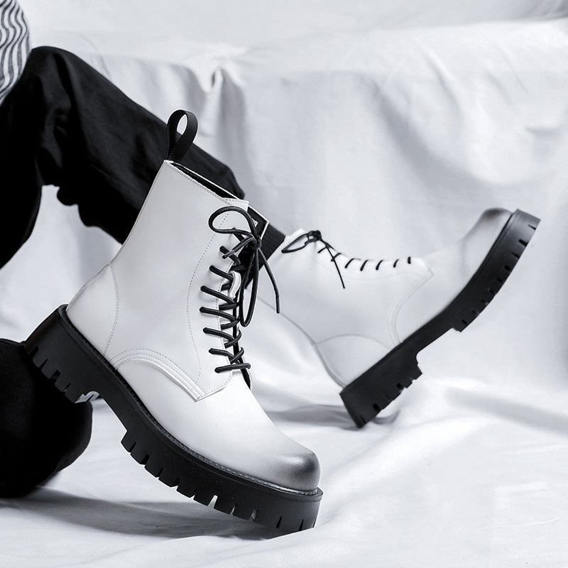 men's white dress ankle boots, view 4 - MRSLM