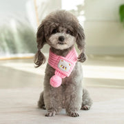 dog knitted scarf with fuzzy pompom, view 5 - MRSLM