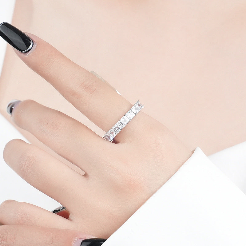 women's square row stone ring - MRSLM