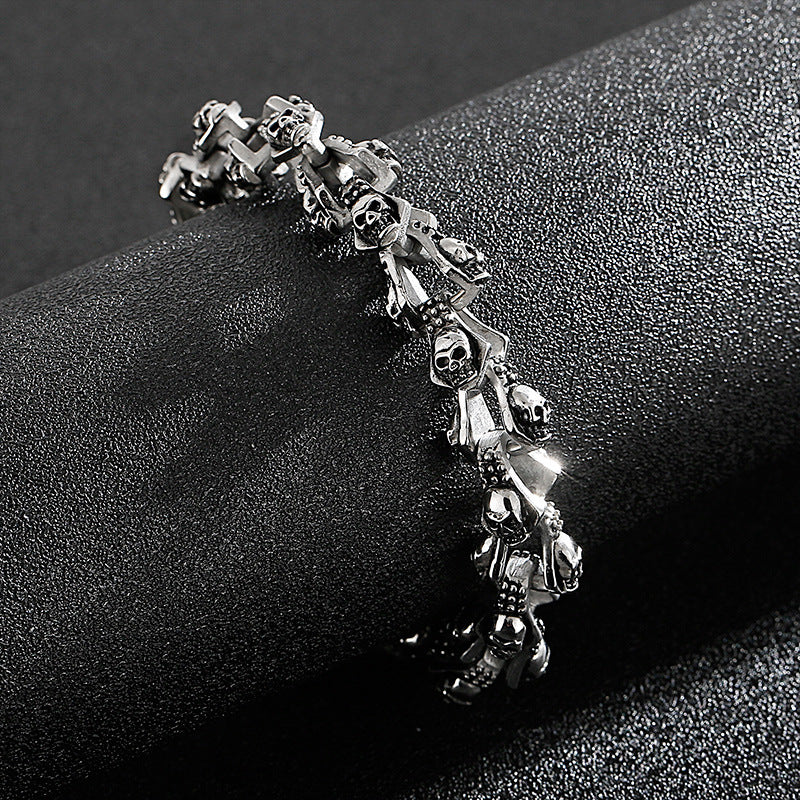 blackened steel skeleton bracelet, view 2 - MRSLM