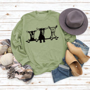 cute alpaca print crew neck sweatshirt, view 9 - MRSLM