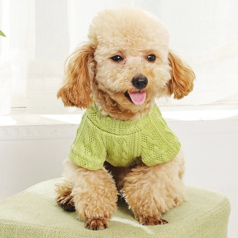 cozy knitted floral dog sweater, view 6 - MRSLM