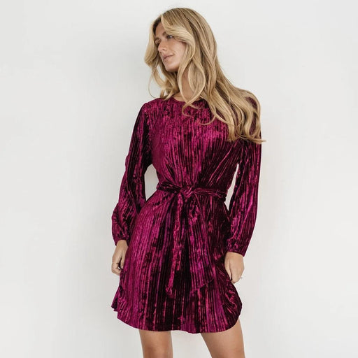 elegant velvet long-sleeved dress - MRSLM