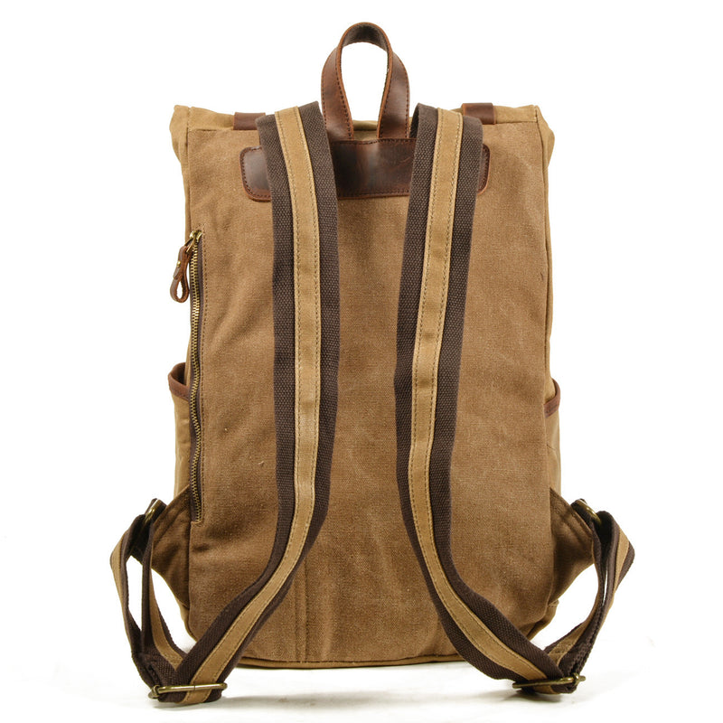 canvas outdoor travel backpack, view 3 - MRSLM