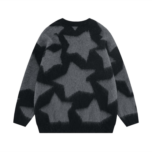 vintage star jacquard round neck sweater, view 4 - MRSLM
