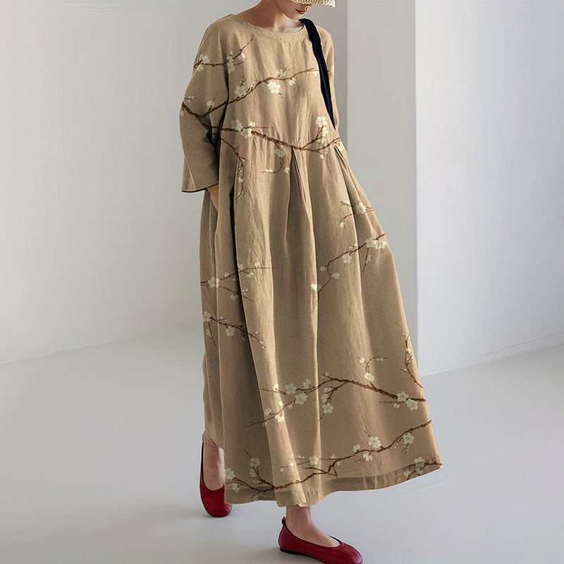Round neck plus size long dress, view 6 - MRSLM
