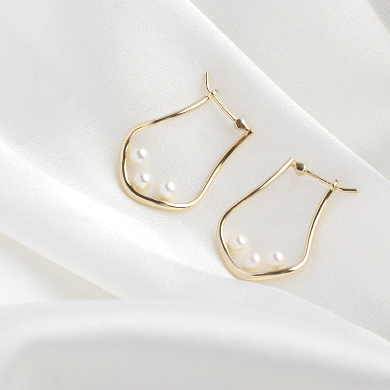 freshwater pearl earrings 925 silver, view 3 - MRSLM