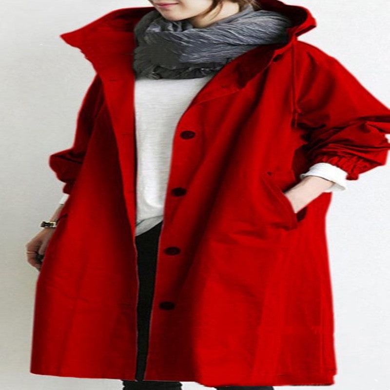 women's hooded windbreaker jacket with button pockets, view 15 - MRSLM