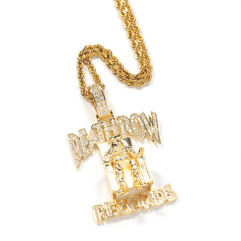 zircon monogram pendant hip hop necklace, view 5 - MRSLM