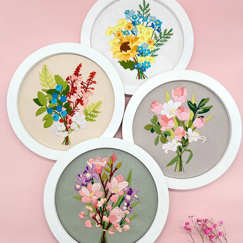 flower embroidery kit for beginners, view 7 - MRSLM