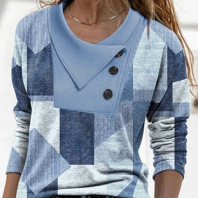 women's crossover collar long sleeve top, view 2 - MRSLM