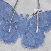 retro denim patch butterfly flower hoodie, view 7 - MRSLM
