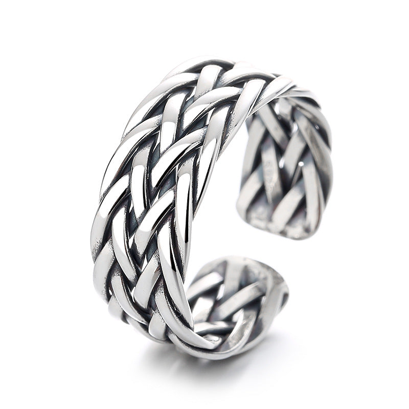 sterling silver woven twist ring, view 3 - MRSLM