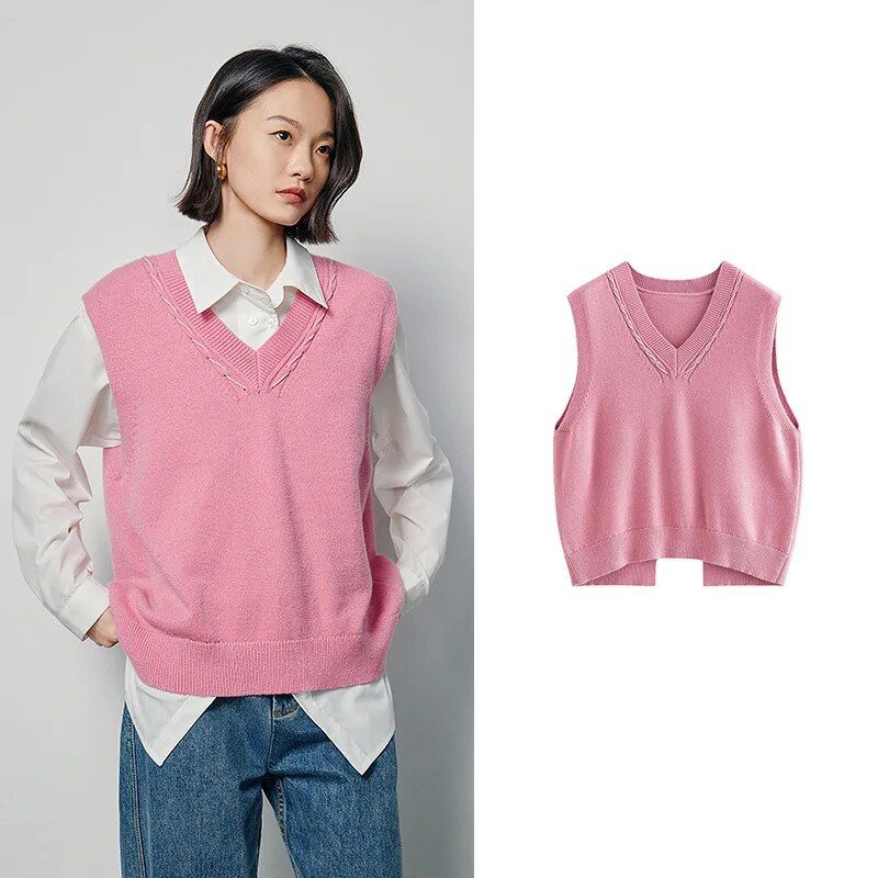 sleeveless V-neck knit vest, view 2 - MRSLM