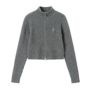 y2k grey zipper cardigan, view 3 - MRSLM