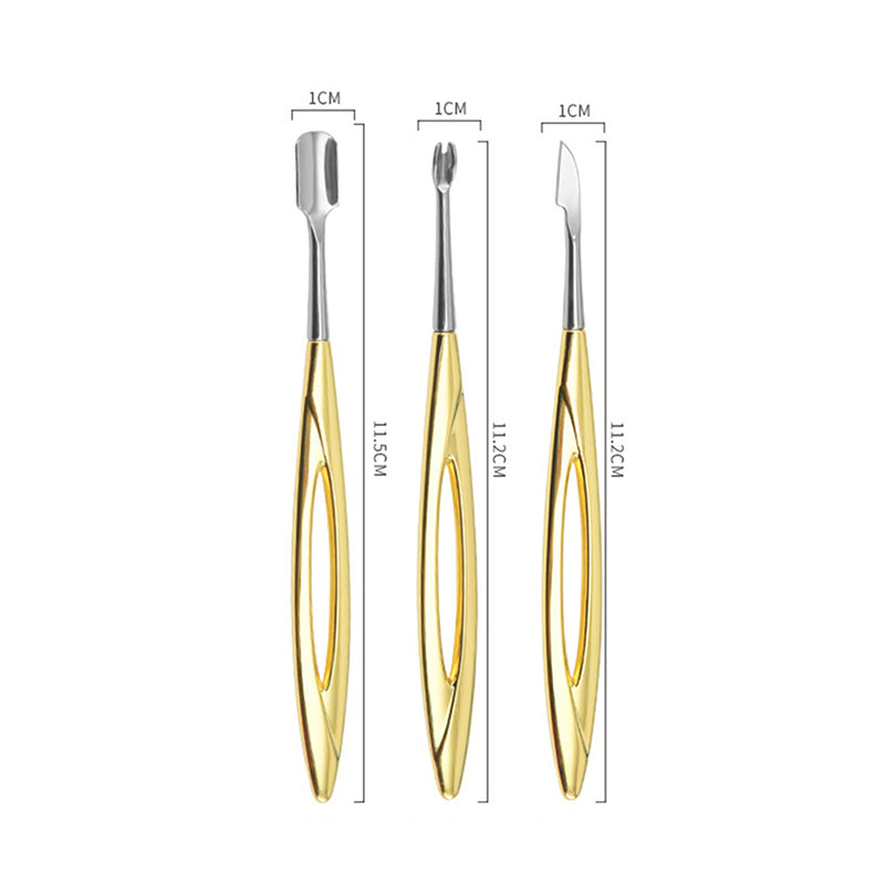 gold stainless steel cuticle pusher and nail file, view 9 - MRSLM