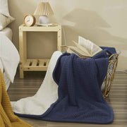 classic waffle plaid cotton knitted throw blanket, view 18 - MRSLM