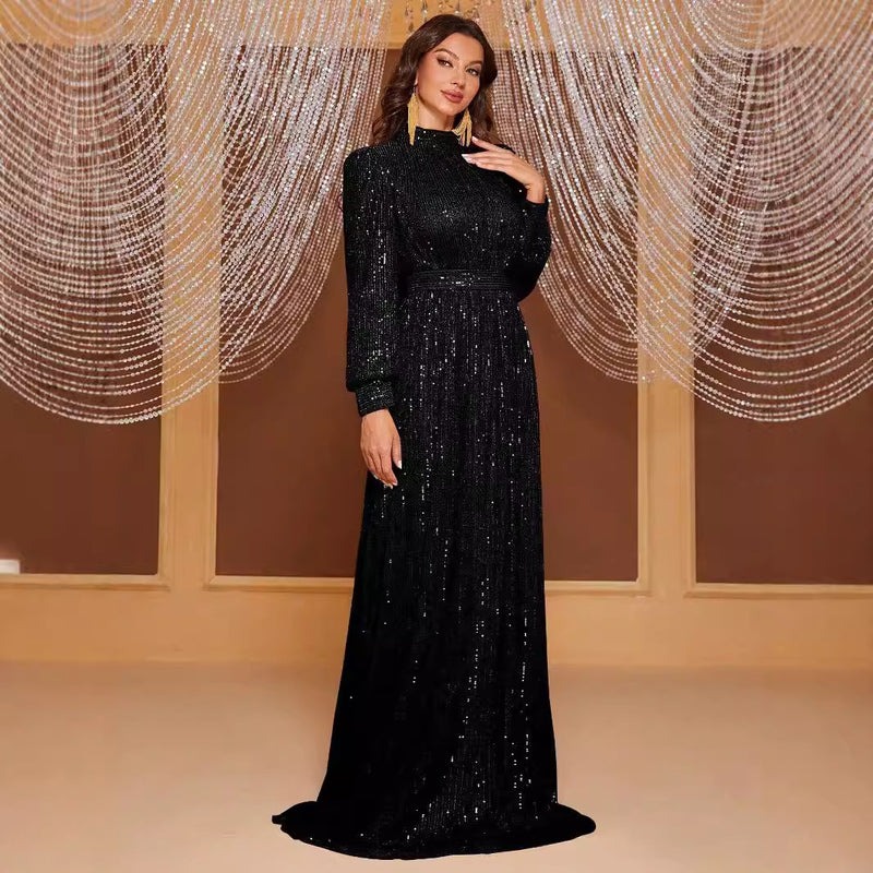 sequin evening long dress, view 5 - MRSLM