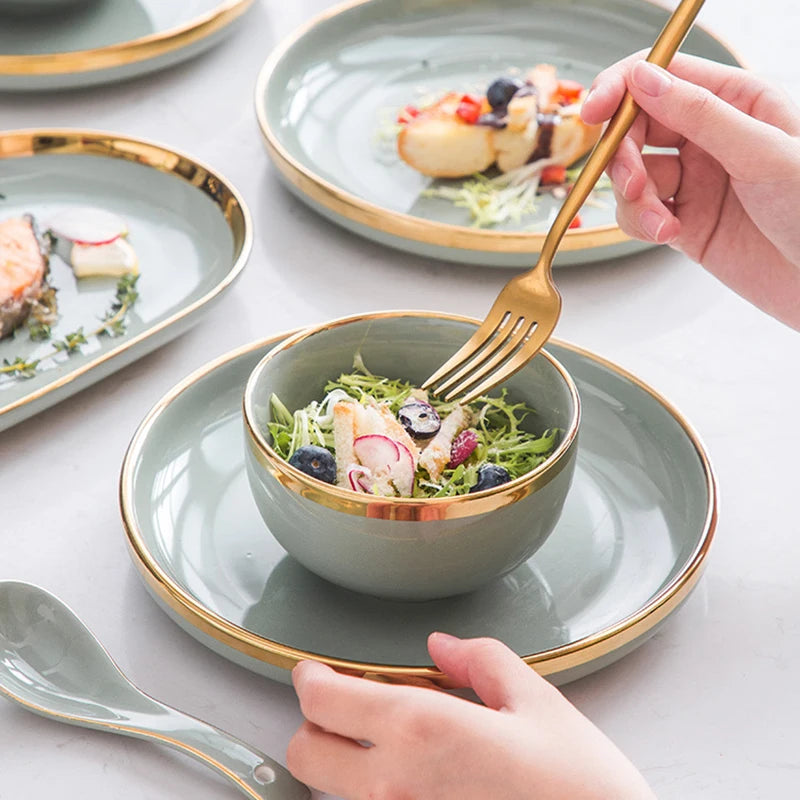 nordic bone china plate set, view 7 - MRSLM