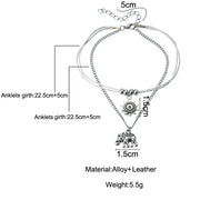 bohemian star elephant double layer anklet, view 10 - MRSLM