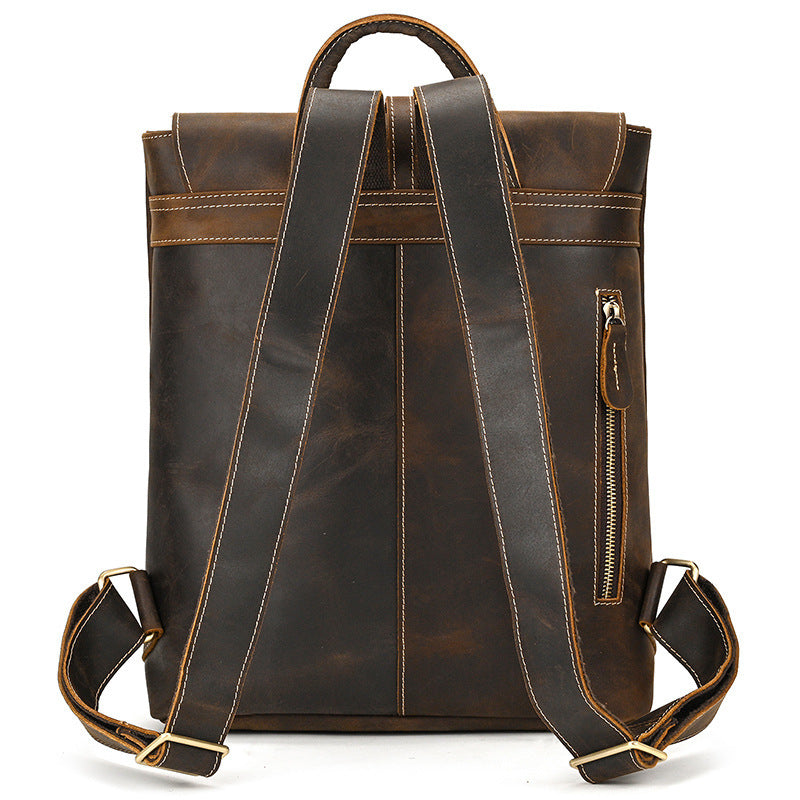 crazy horse leather backpack, view 3 - MRSLM