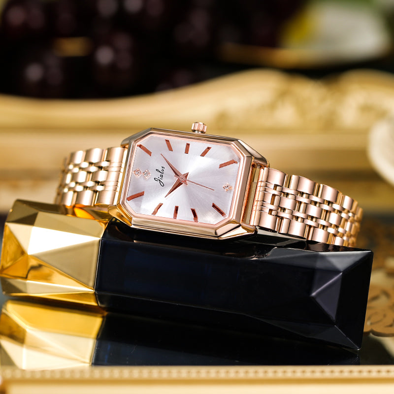 women's simple rectangular leather watch, view 6 - MRSLM
