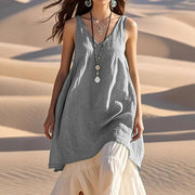 sleeveless v-neck beach dress, view 3 - MRSLM