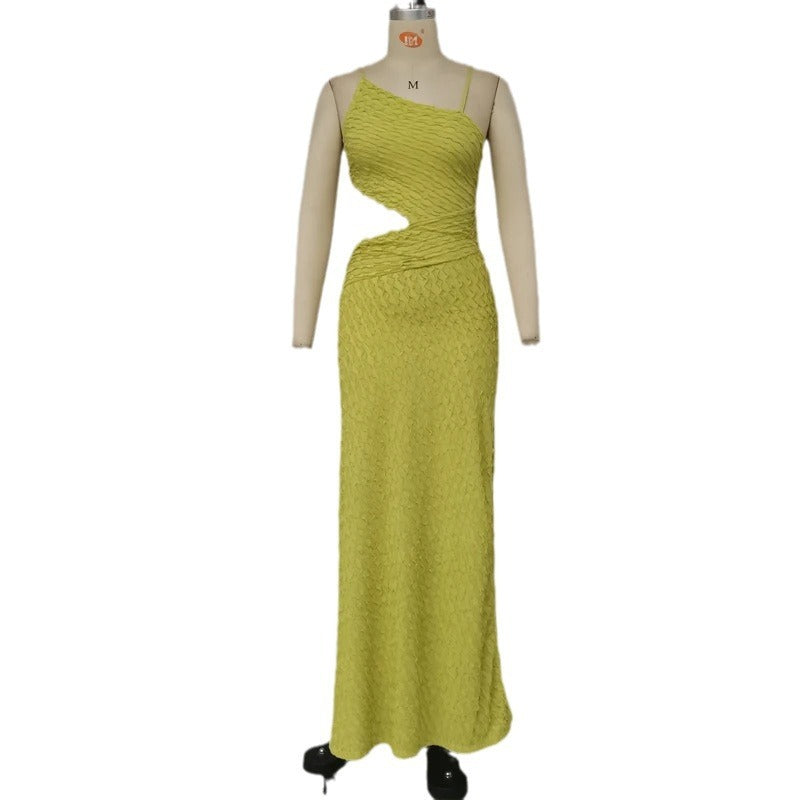 yellow green sleeveless long dress, view 5 - MRSLM