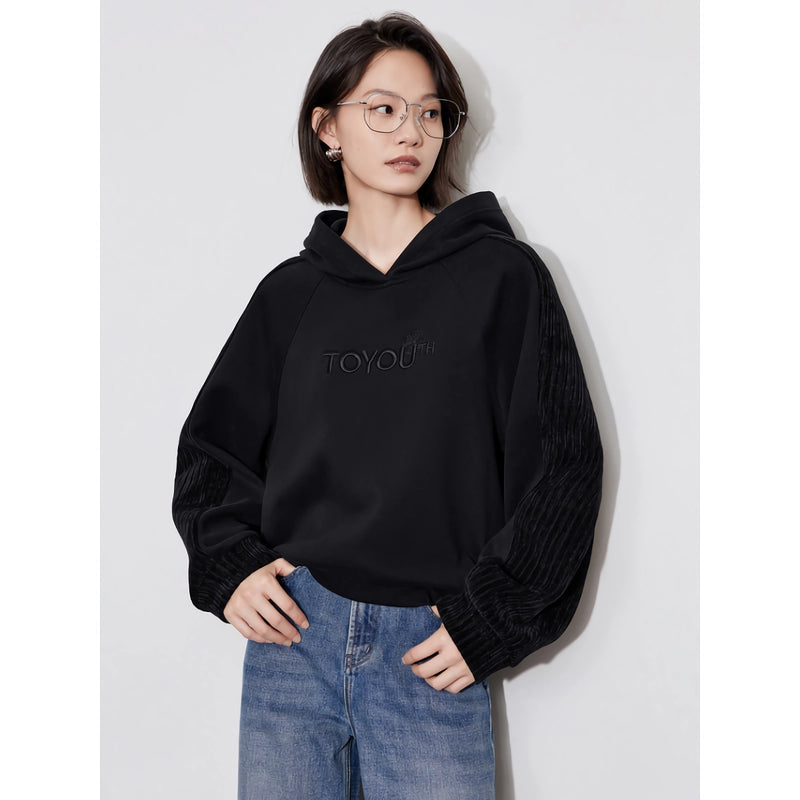 women's fleece embroidered hooded pullover, view 7 - MRSLM
