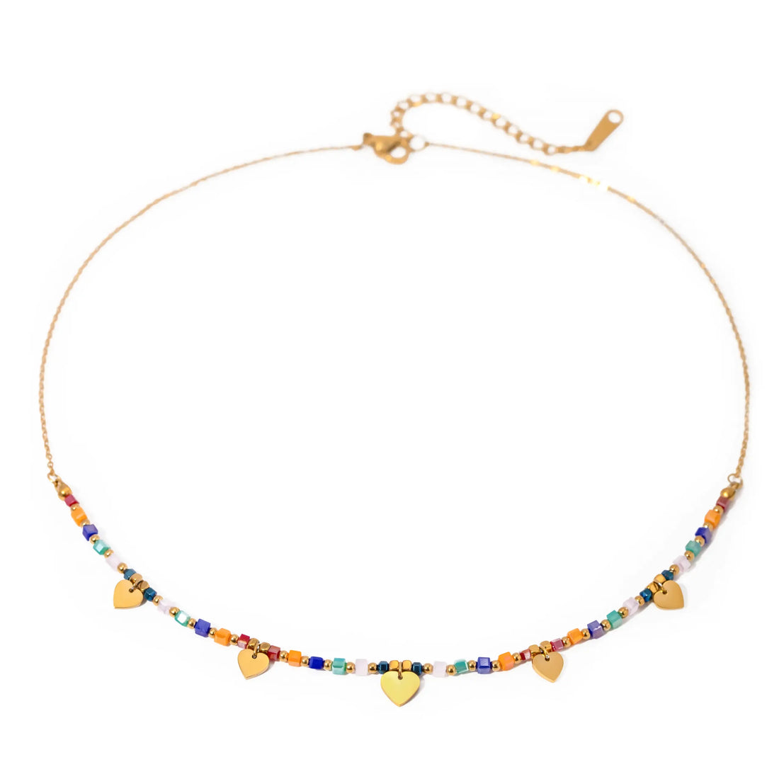 18K Gold Plated Stainless Steel Heart Sequin Necklace