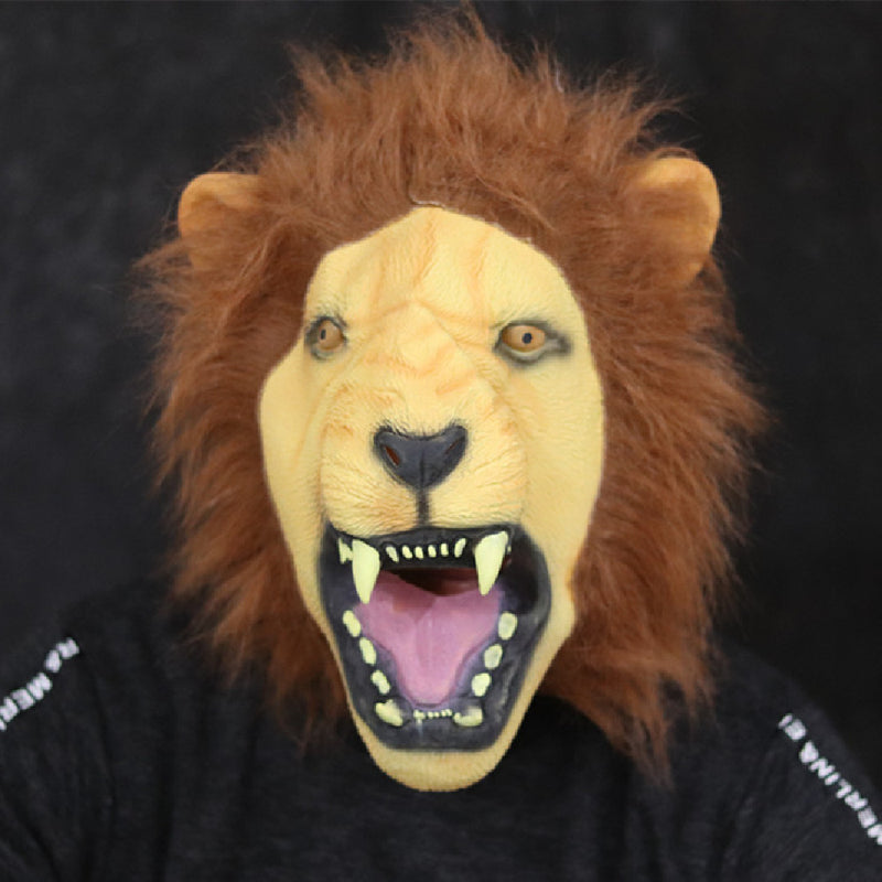 Halloween lion latex party mask, view 5 - MRSLM