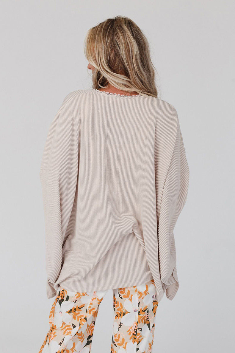 women's loose lace knit top, view 7 - MRSLM
