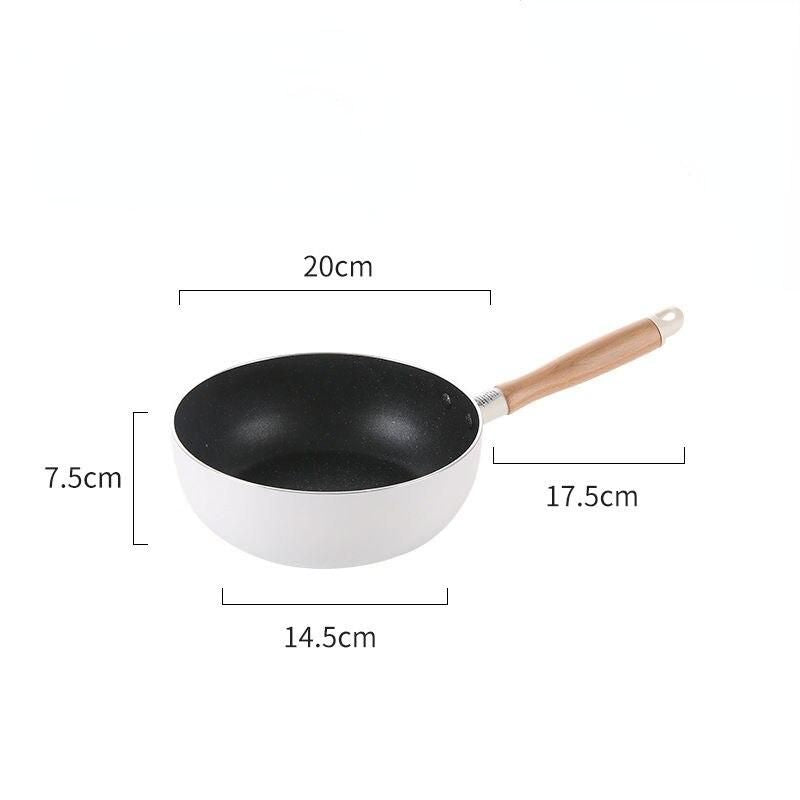 non-stick frying pan with wooden handle, view 2 - MRSLM