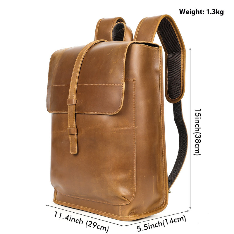 cowhide leather travel backpack, view 5 - MRSLM