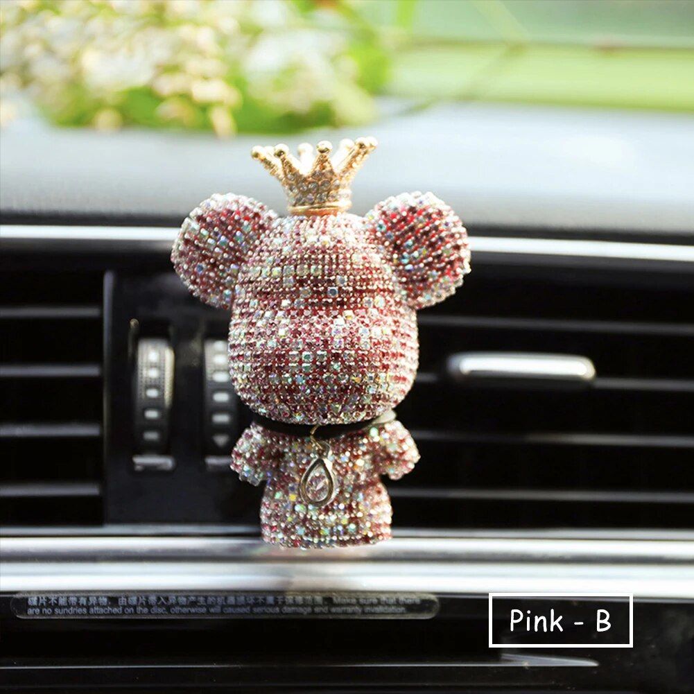 Cute Bear Car Air Vent Perfume Clip with Dazzling Rhinestone