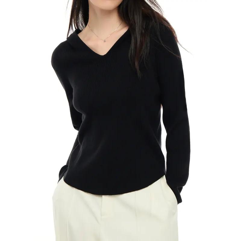 casual v-neck hooded sweater - MRSLM