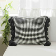 Spot plaid tassel cushion cover, view 7 - MRSLM