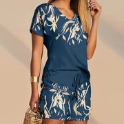 decorative button short sleeve tee and shorts suit, view 9 - MRSLM