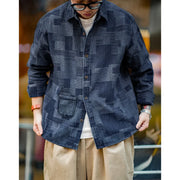 retro jacquard denim shirt for men, view 3 - MRSLM