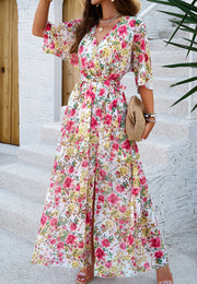v-neck printed dress, view 16 - MRSLM