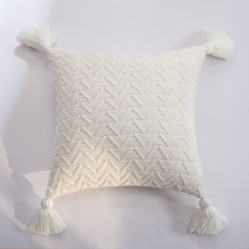 chenille knitted pillow cover, view 3 - MRSLM