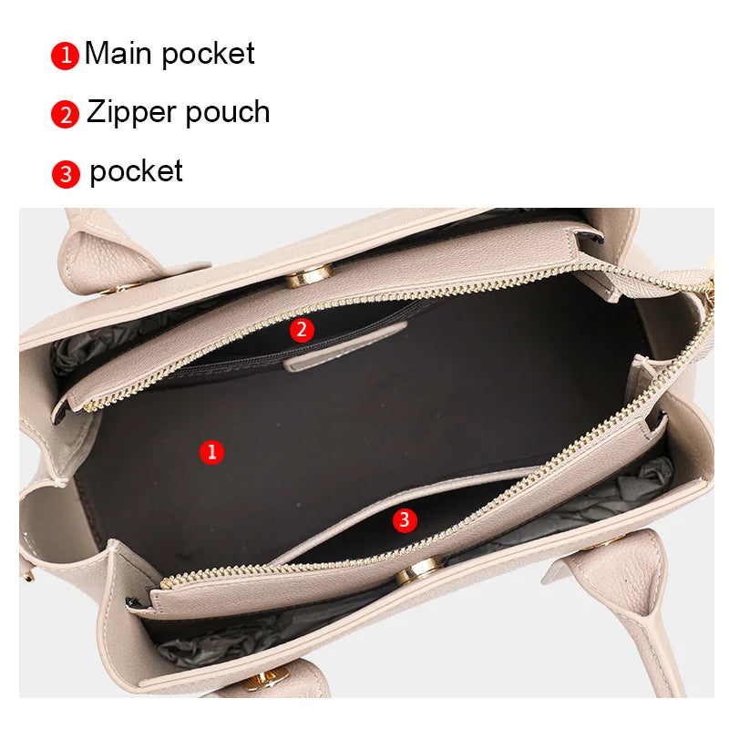 genuine leather top handle handbag, view 5 - MRSLM