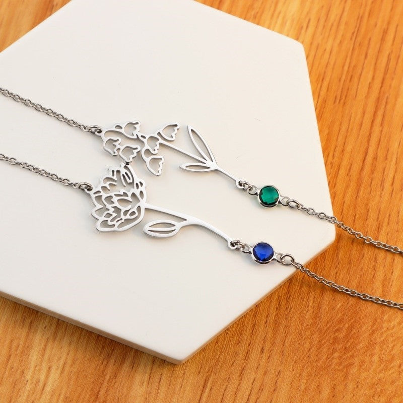 crystal birthstone flower bracelet, view 4 - MRSLM