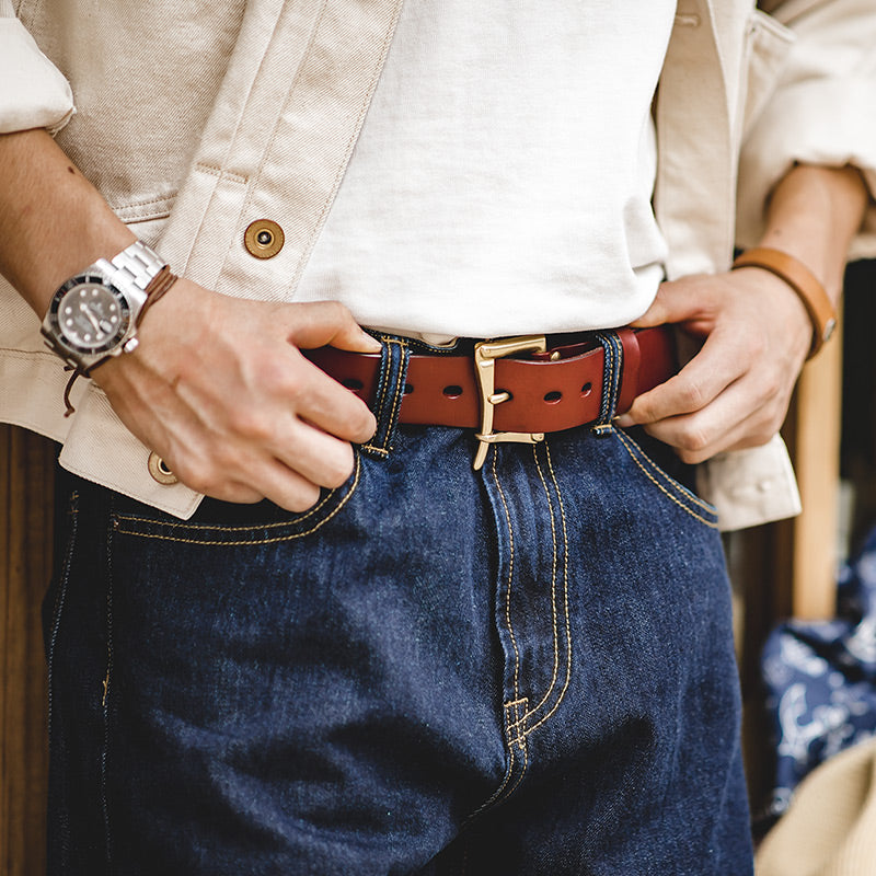 men's cowhide leather belt, view 4 - MRSLM