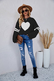 women's heart pattern pullover sweater, view 9 - MRSLM