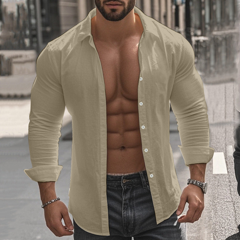 Men's loose cotton blend shirt, view 7 - MRSLM