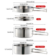 Stainless steel camping cookware set, view 10 - MRSLM