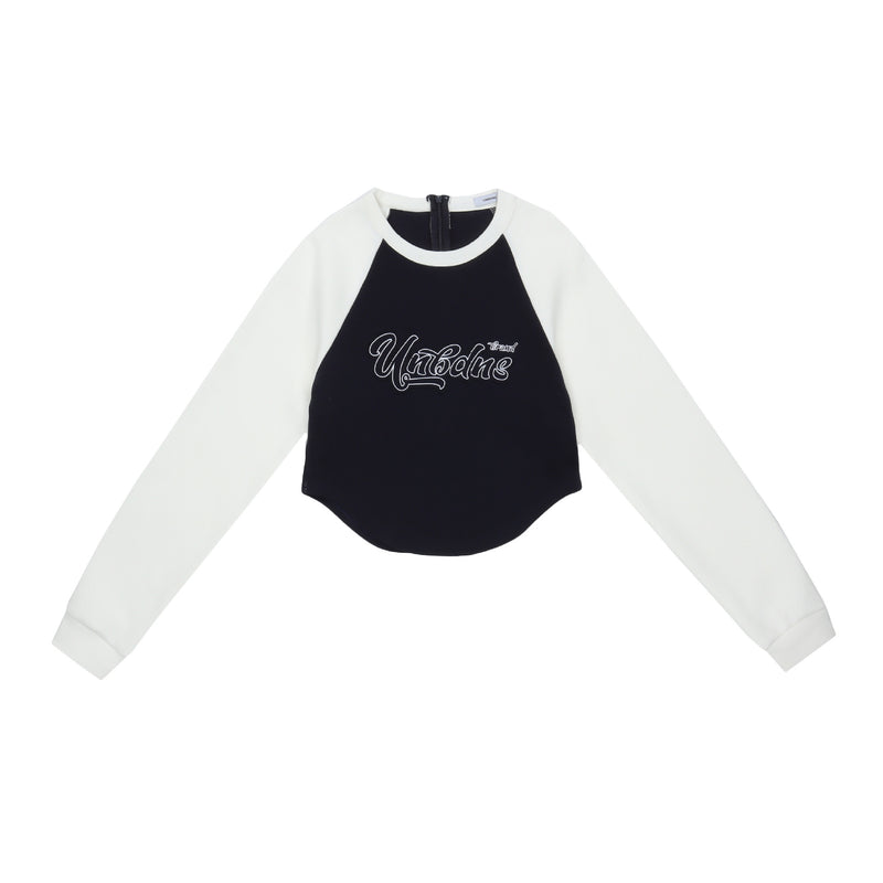 women's cropped color block long sleeve top, view 3 - MRSLM