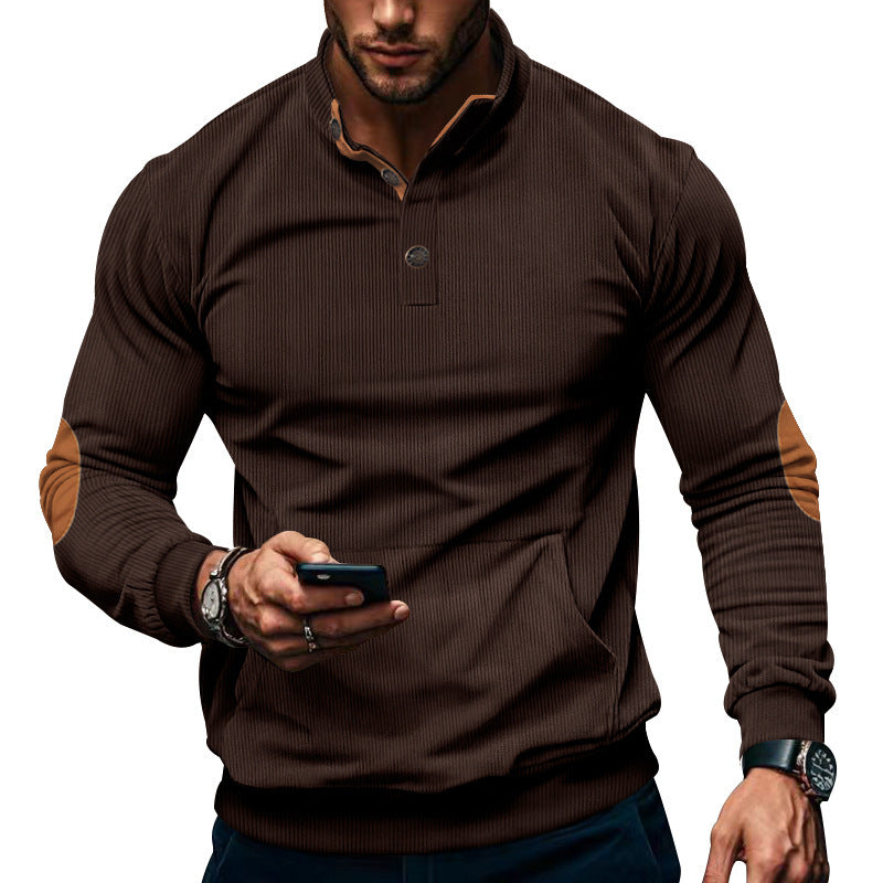 Men's corduroy stand collar sweater, view 10 - MRSLM