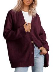 Women's relaxed V-neck knit cardigan, view 10 - MRSLM